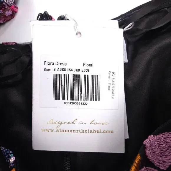 NWT Alamour The Label Flora Sequin Midi Dress Coquette Coconut Resort Maximalist - Picture 2 of 9